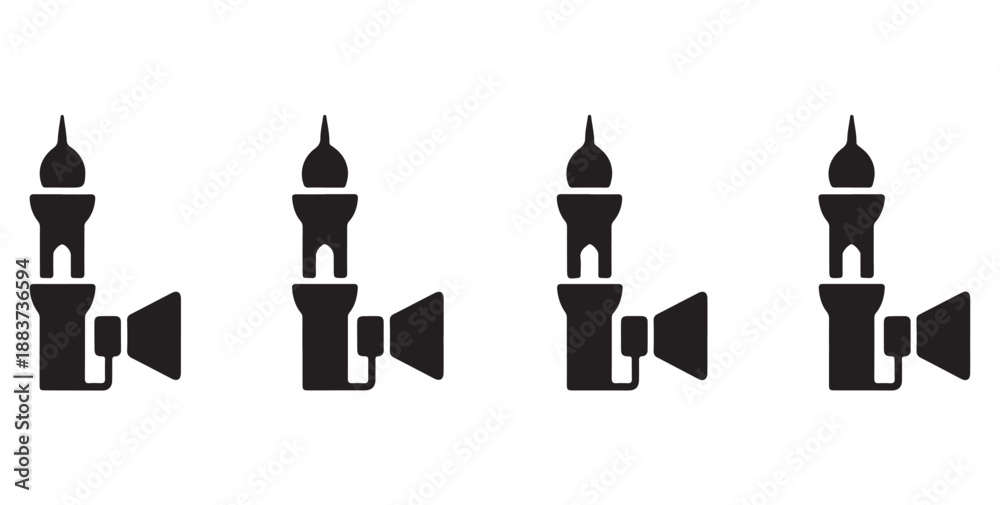 Fototapeta premium Eid Mubarak banner with hanging lanterns crescent moon stars for holiday