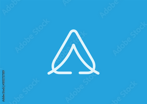 Simple line tent logo ideal for camping, adventure, and outdoor lifestyle branding.