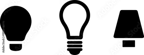 Simple black light bulb icons on white background