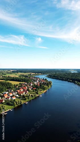 Wallpaper Mural Aerial view of a village on the lake shore Torontodigital.ca