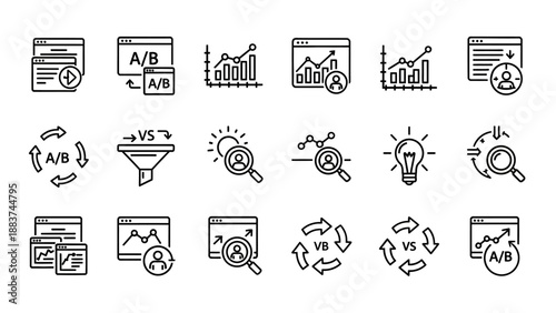 Business icons for analysis and strategy.