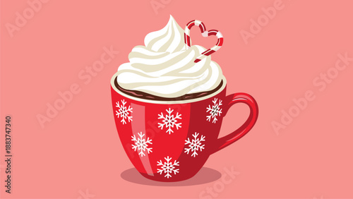 Festive Holiday Hot Chocolate with Candy Cane Heart
