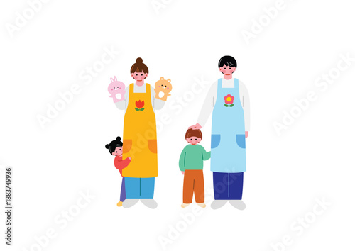 保育士の男性と女性のイラスト