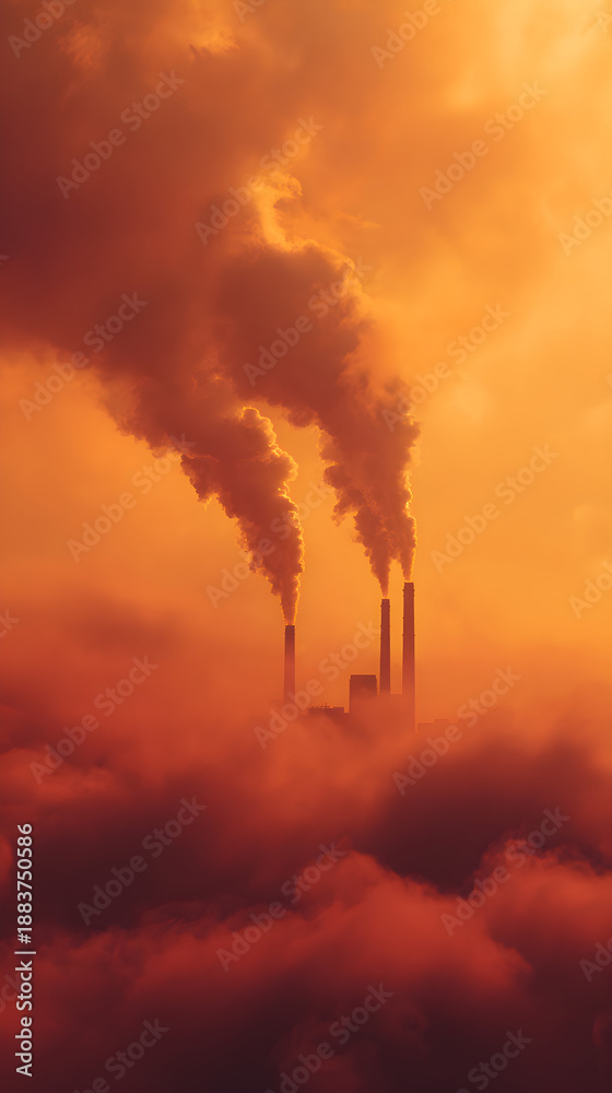 Fototapeta premium Industrial Air Pollution with Dramatic Cloudy Smoke
