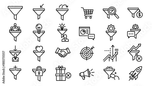Business icons for marketing and sales.