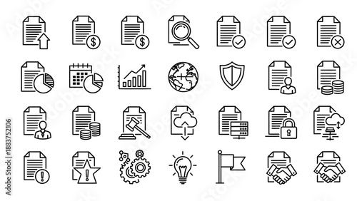 Business icons for office workflow.