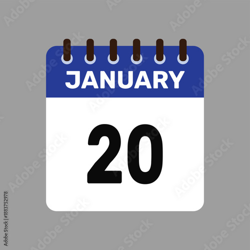 calendar january 20 icon vector reminder for important deadlines and special events this autumn season