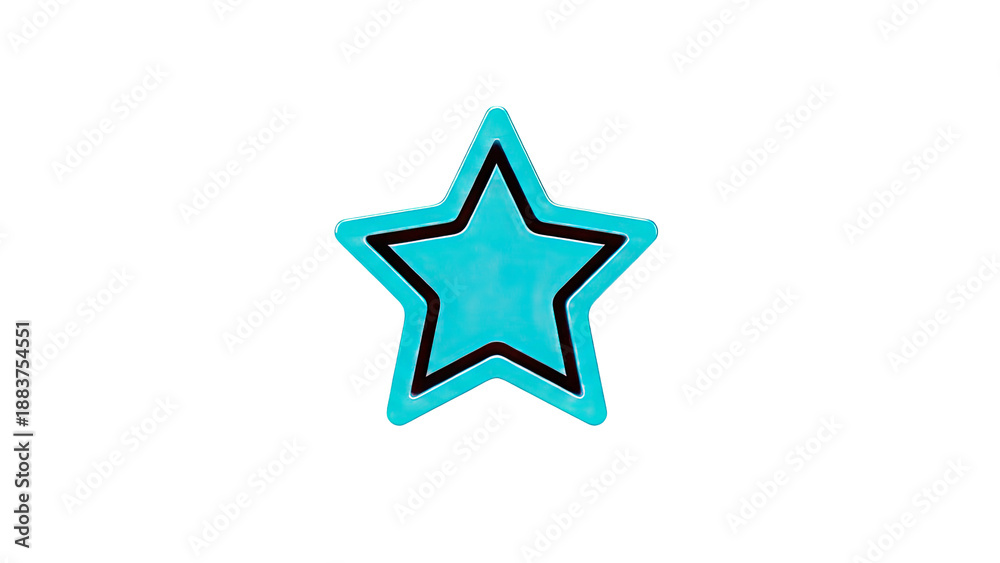 Obraz premium Turquoise Star with Black Outline