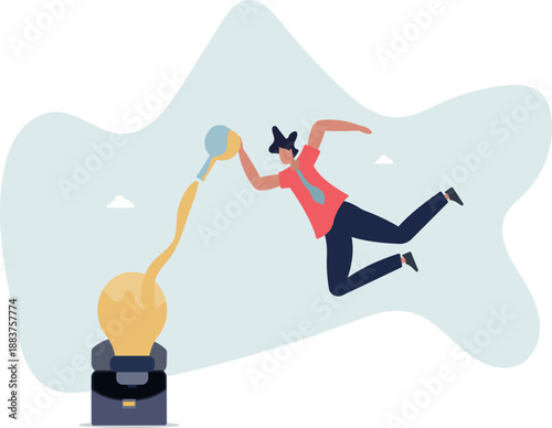 A businessman complements the idea. The concept of work and brainstorming.