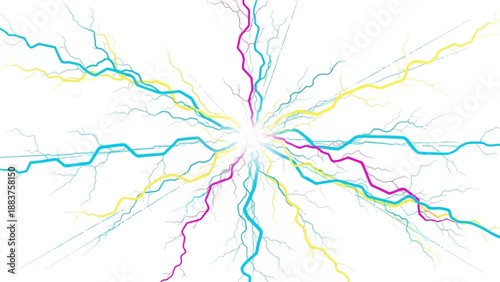 Vibrant abstract colorful lines radiating from a central point.