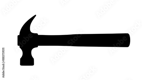 A claw hammer silhouette and construction tool graphic design element. This hardware renovation icon is isolated on transparent background.