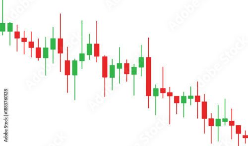Stock market candlestick chart with green and red bars representing financial trade data analysis for forex crypto and investment business trends