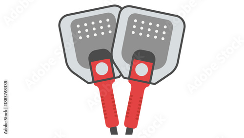 Defibrillator paddle electrode icon representing cardiac resuscitation emergency response and clinical equipment vector illustration