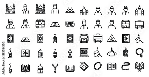Islamic icons for muslim community events and cultural celebrations