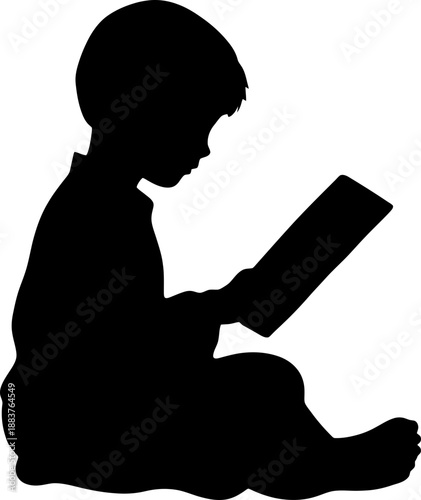 Child Sitting Reading The Quran Silhouette