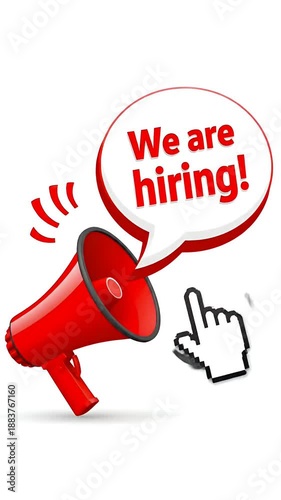 Red Megaphone Announcing We Are Hiring with Cursor Click