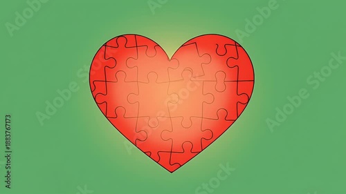 Red Neon Heartbeat EKG Pulse on Green Background Footage Loop