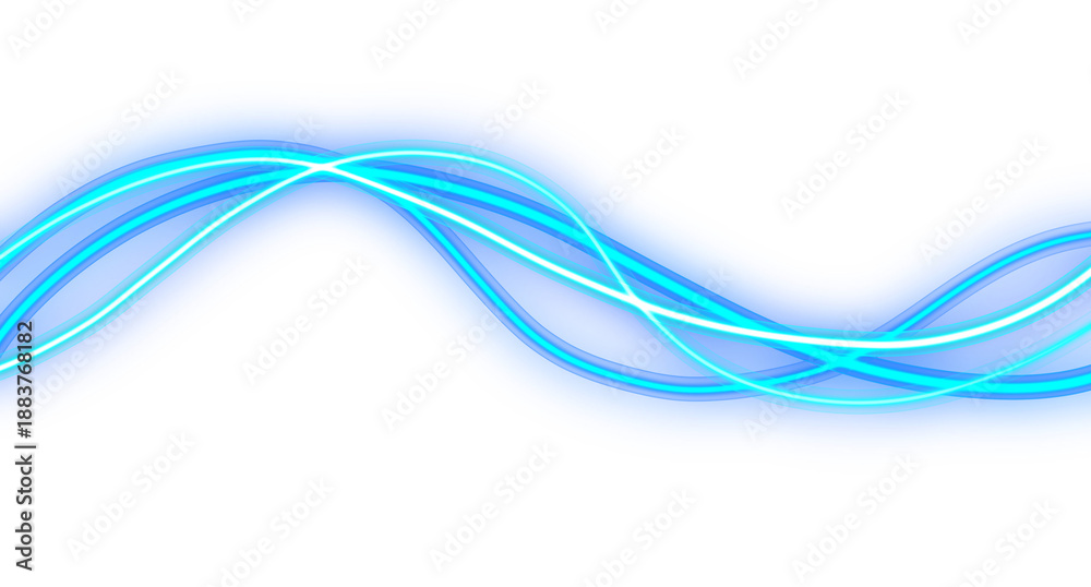 Fototapeta premium Isolated glowing cyan flowing lines on alpha channel for digital art