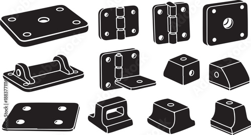 Various Types of Hinges and Metal Fittings Illustrated