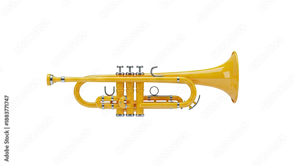 Fototapeta premium Yellow Trumpet on White Background
