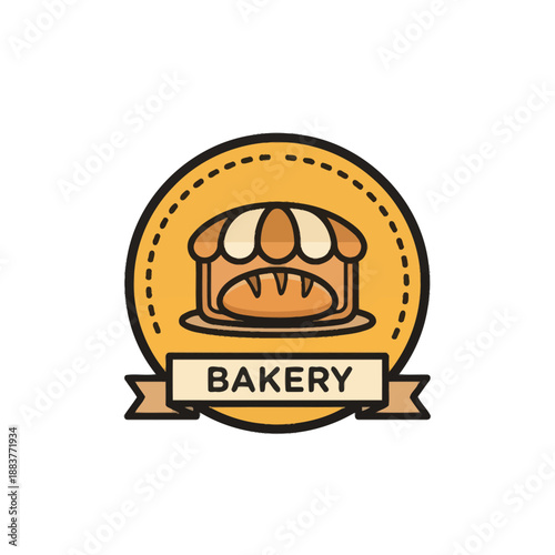 Elegant bakery logo design featuring a stylized bread loaf under a vintage canopy with a clean, modern aesthetic suitable for