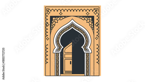 Islamic Archway with Ornate Geometric Patterns.