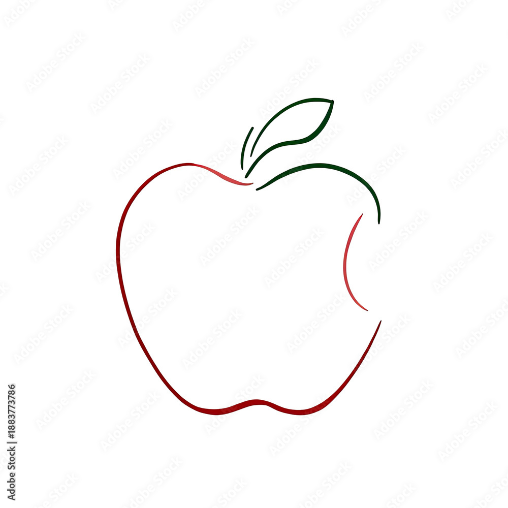 Fototapeta premium A stylized outline of a fruit featuring red and green accents on a dark background