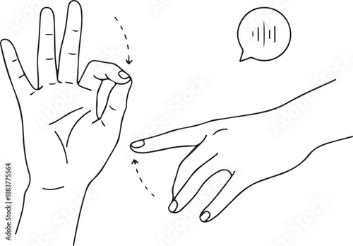 Sign Language Communication Illustration with Hands Gesturing, Representing Non-Verbal Interaction, Accessibility for Deaf or Hearing Impaired, or Voice Command Input