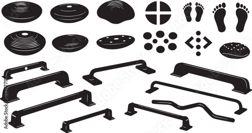 Black cabinet hardware set with knobs and handles assortment