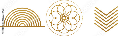 Royal Gold Geometric Vector Design Set: Abstract Shapes