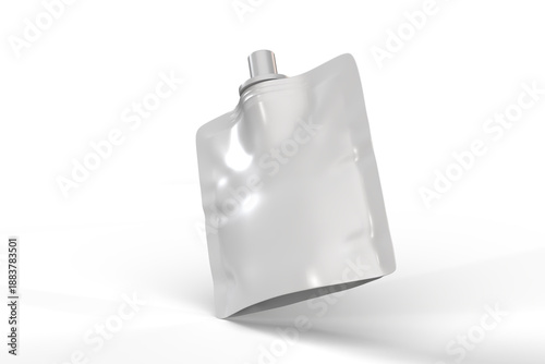 Fotografi Blank white spout pouch mockup isolated on background
