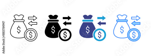 Cash Flow icon set multiple style collection
