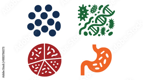 An illustration representing the relationship between food and gut microbiome