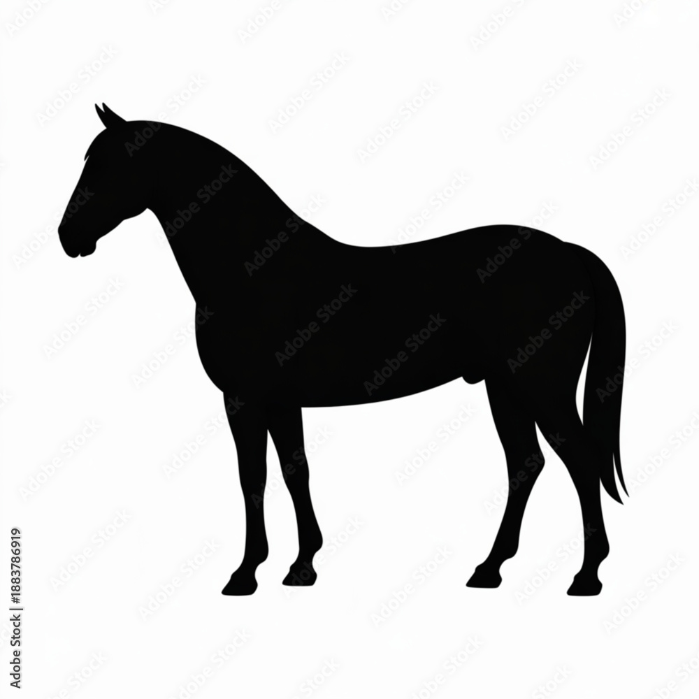 Obraz premium Horse Silhouette: The majestic silhouette of a horse, elegantly poised, stands against the backdrop. It's a stark yet beautiful representation of power and grace.
