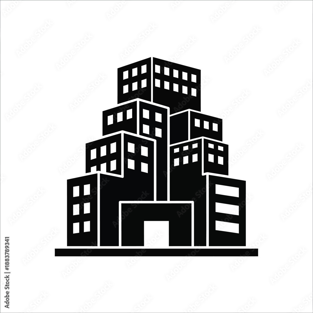 Fototapeta premium Apartment building icon flat vector illustration for real estate