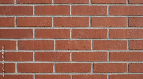Photos Close-up of a classic red brick wall with white mortar lines, creating a textured background