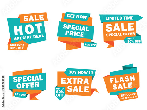 Colorful sales label collection Big sale special discount offer badge and label banner template set group