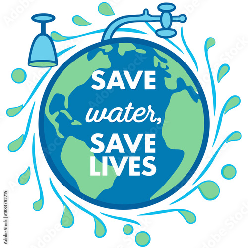Global Save Water Save Lives Awareness Illustration