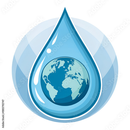 Global Water Conservation Concept with Earth Globe and Faucet Splash