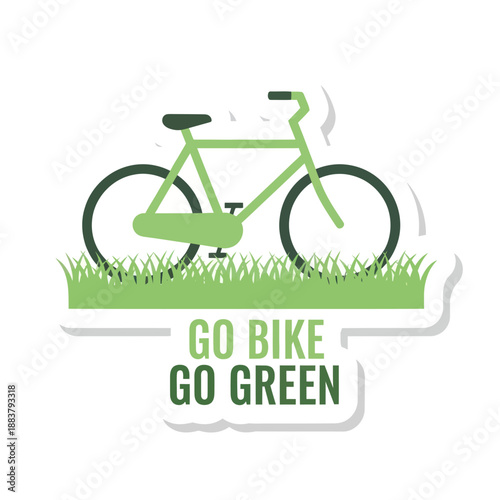 Green Bicycle Illustration with Eco Friendly Message.