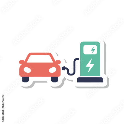 Electric Car Charging at Station.