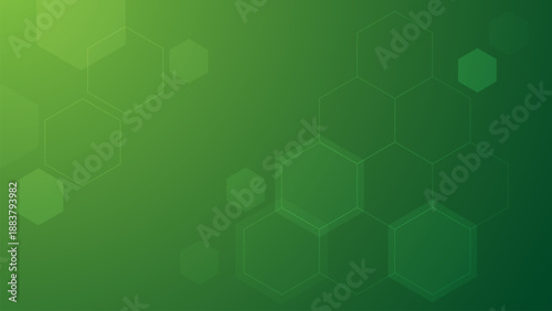 Abstract green hexagon backdrop with minimal geometric outlines and smooth gradients, suitable for medical, biotech, sustainability, and digital design projects.