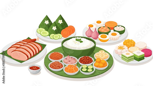 Assorted Indian Food Dishes on Plates.