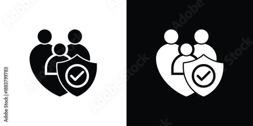 Family Insurance Icon Sheet Black And White