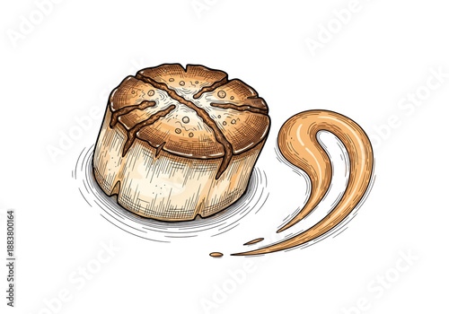 Seared sea scallop with a smear of sauce isolated on white background highlighting gourmet seafood appetizer and culinary art