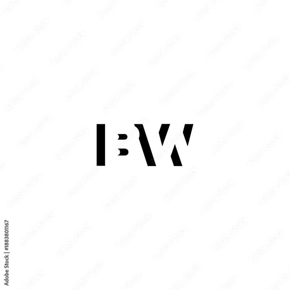 Fototapeta premium BW Negative Space Monogram Logo – Modern Minimal Lettermark Design