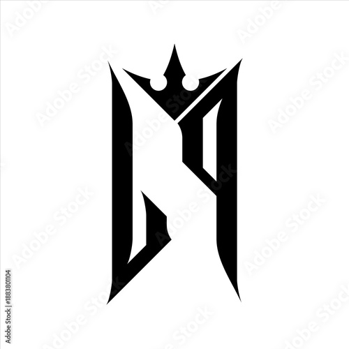 LP Elegant black logo with crown in white background