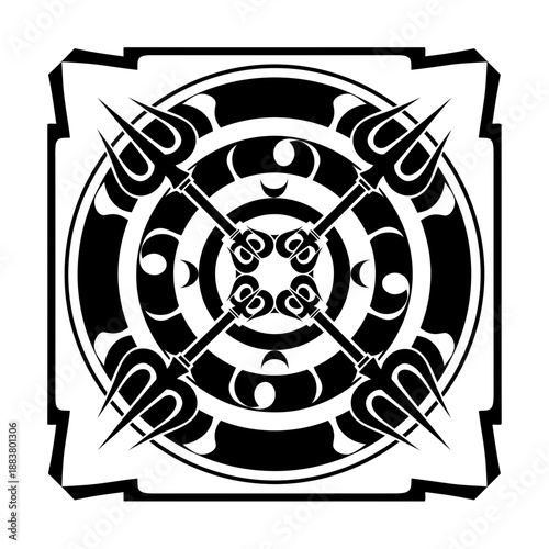 Trident mandala for spiritual protection vector illustration