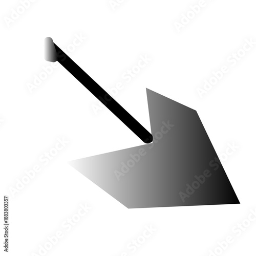 3d render of a black origami arrow icon representing a business growth pointer and success direction symbol on a paper page design concept