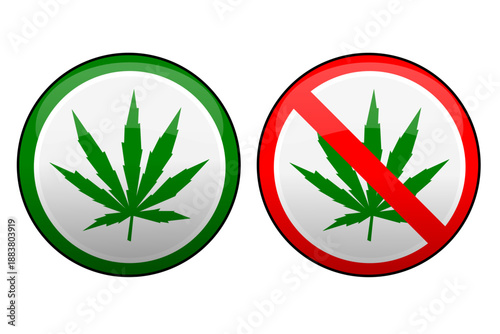 Cannabis - Panneau d'autorisation et panneau d'interdiction